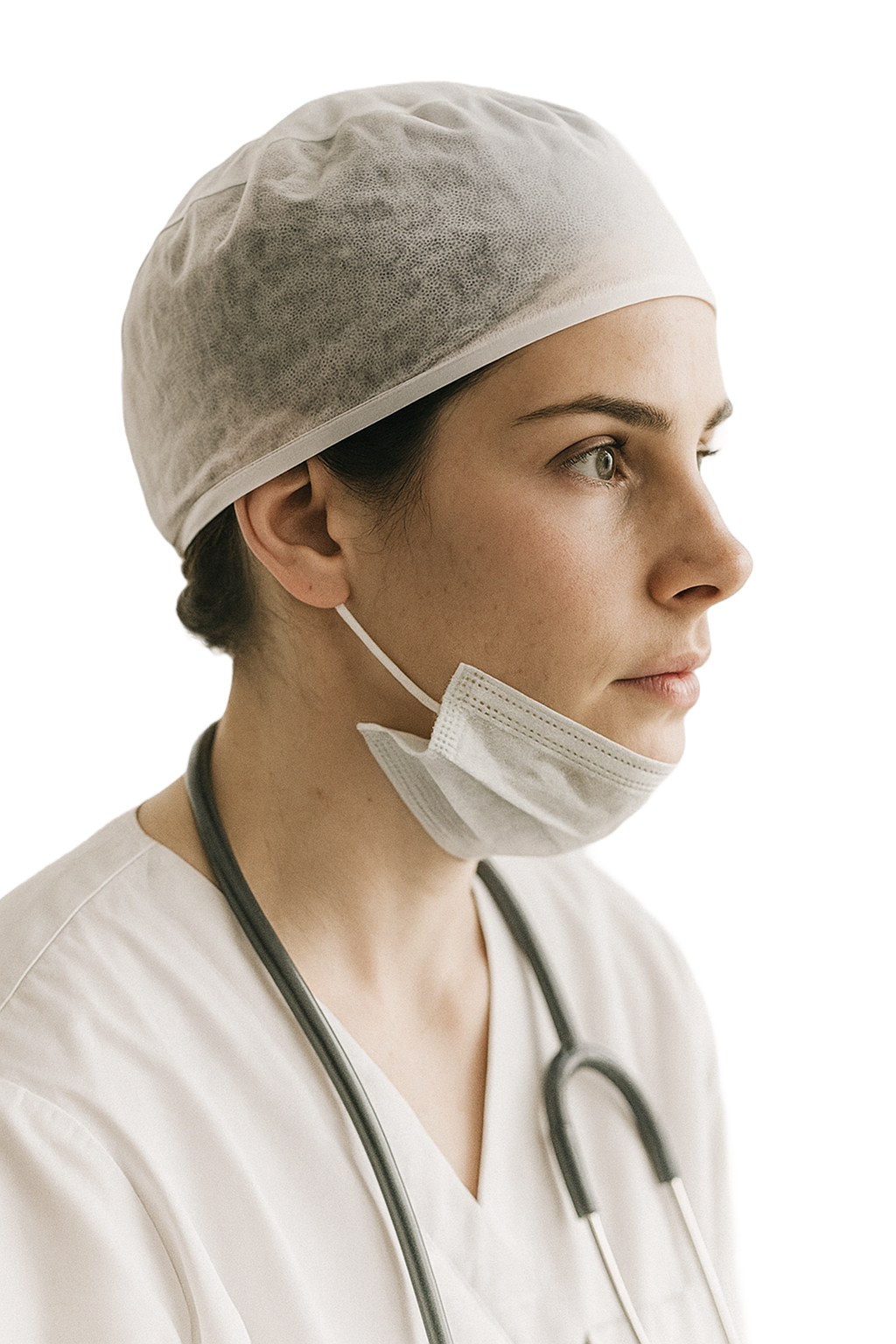 Doctor reviewing data on a futuristic interface